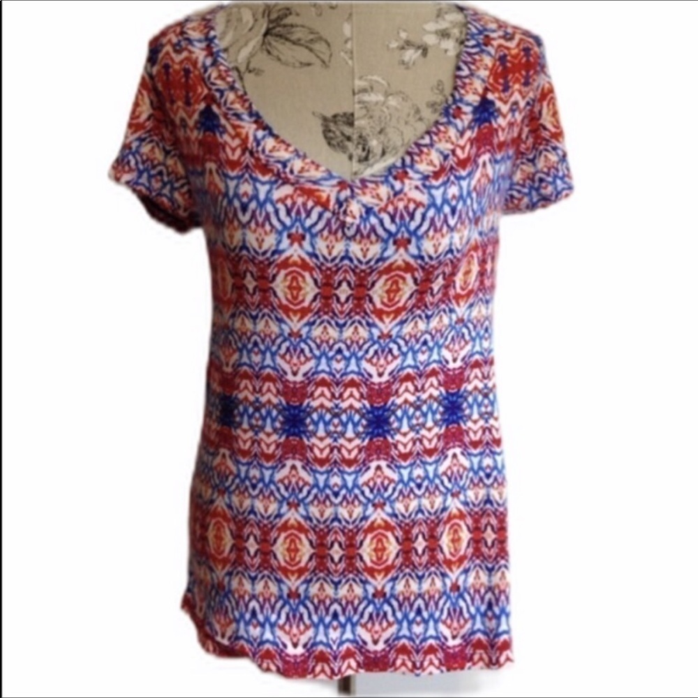 *nicole Miller Red White Blue Top L